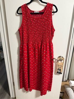 croft & barrow Red Smocked Floral Top